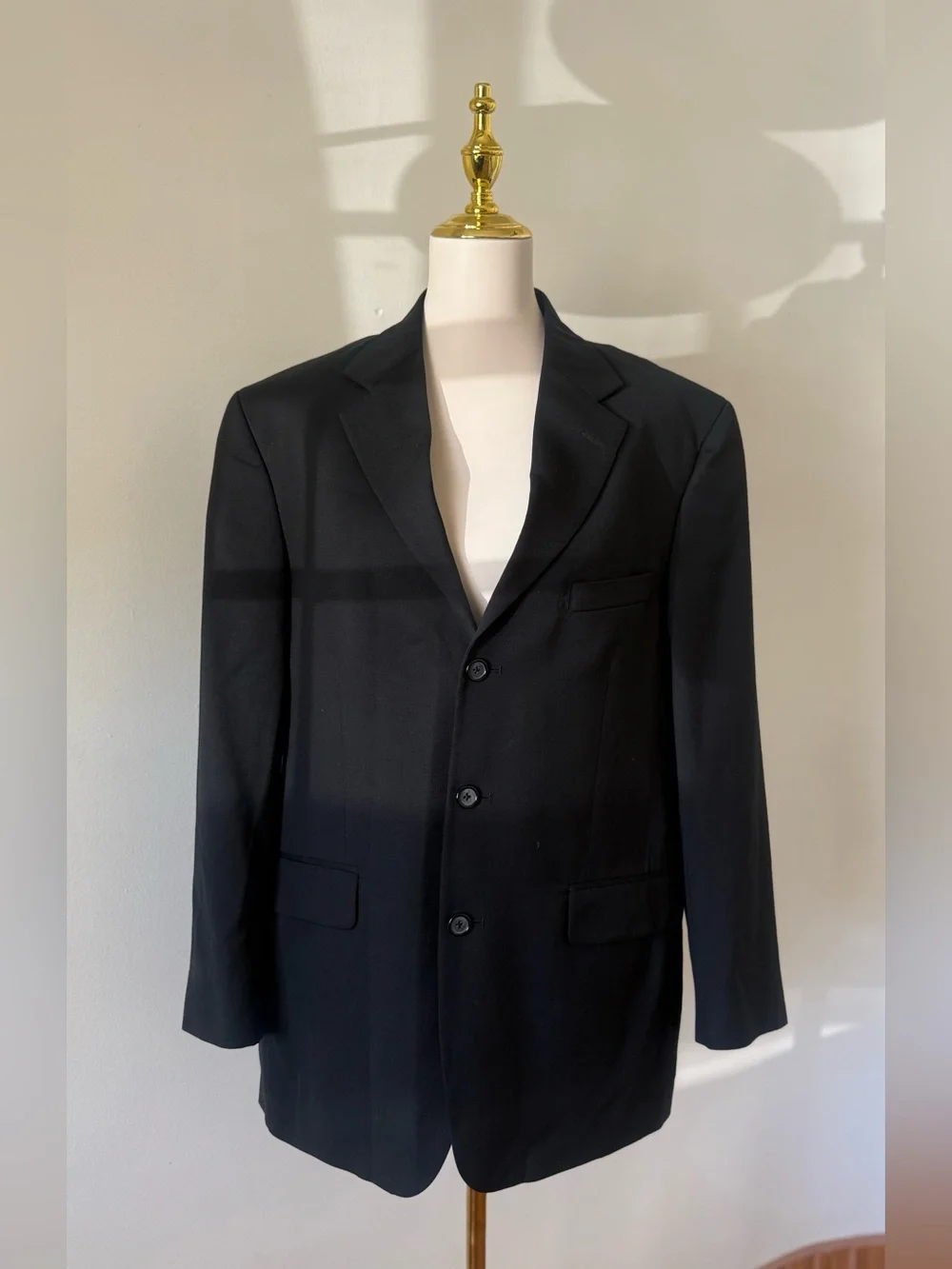Stafford Men Coat Blazer Black Size 40R Vintage 100% Wool